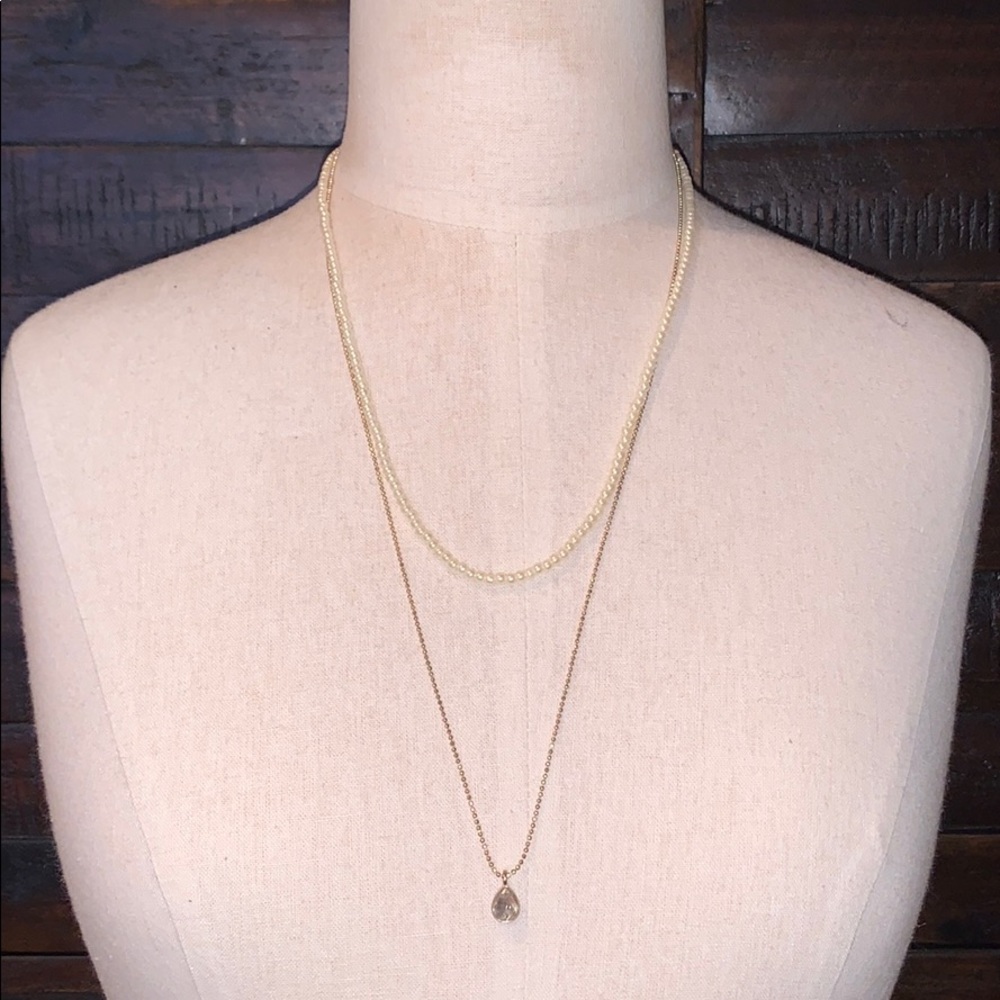 Two strand gold finish necklace